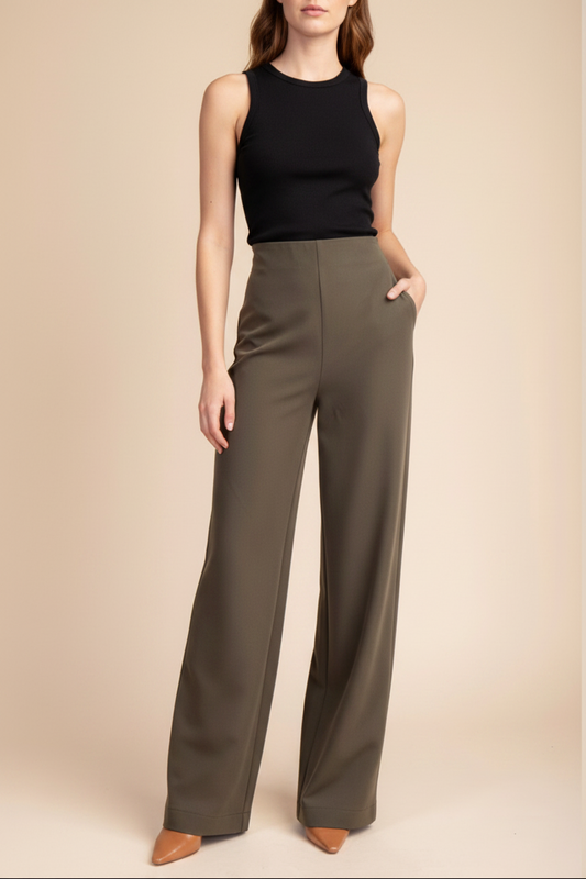 Olive High-Waist Pants
