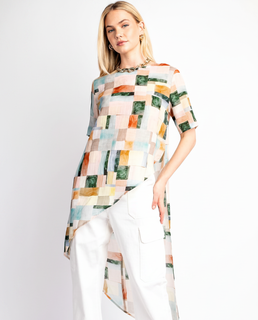Coral Mix Asymmetrical Top