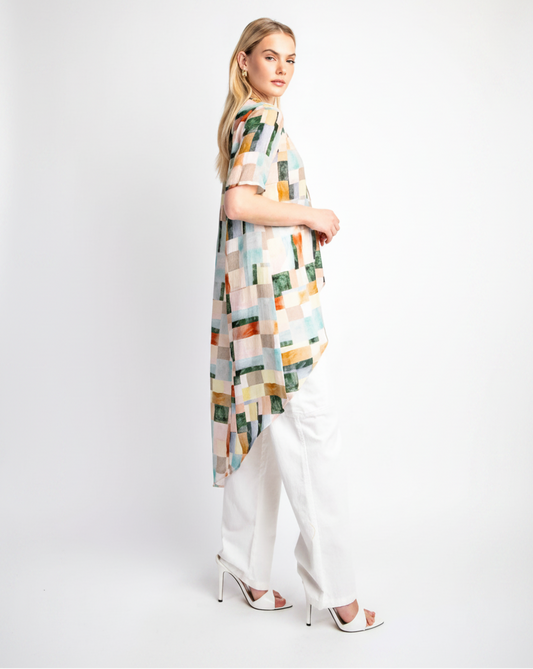 Coral Mix Asymmetrical Top