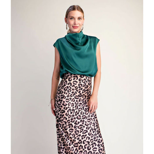 Hunter Green Cowl Neck Top