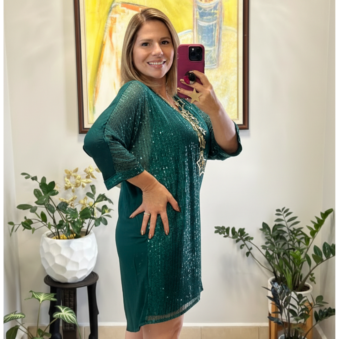 Hunter Green Sequin Dress