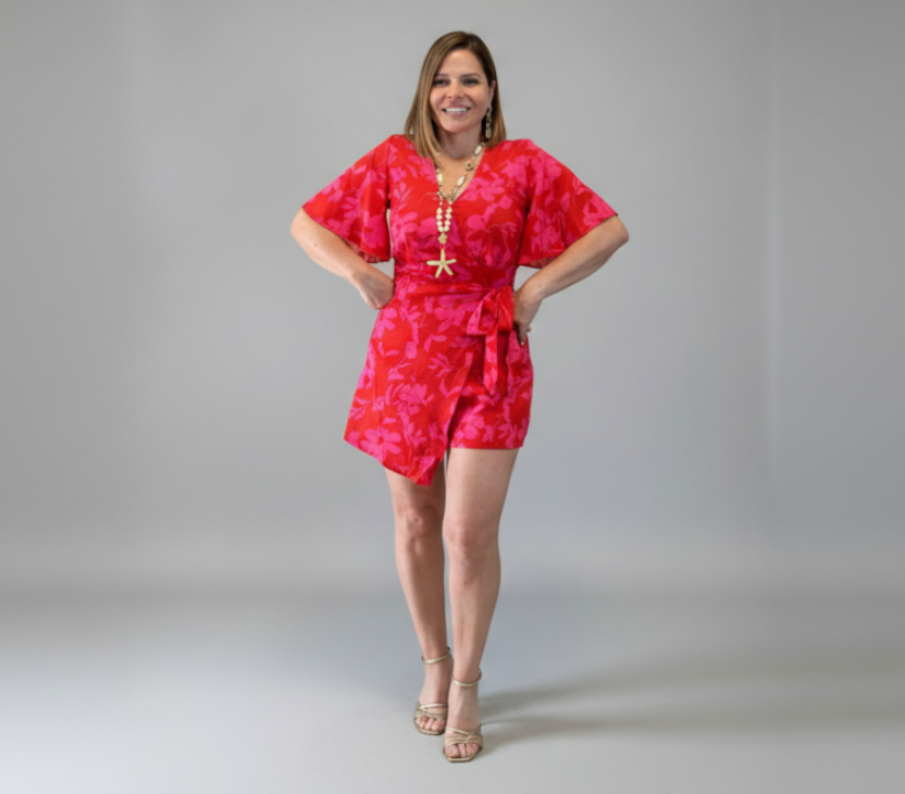 Red & Pink Romper
