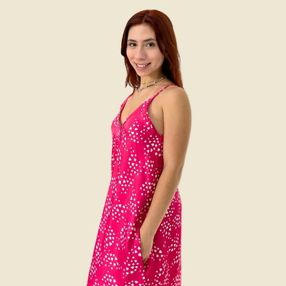 Raspberry Satin Maxi Dress