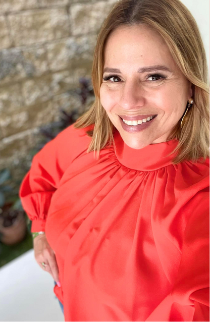 Orange Tie Back Blouse