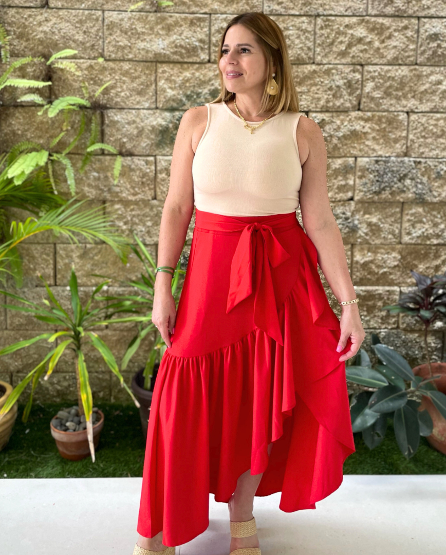 Lovely Red Long Skirt