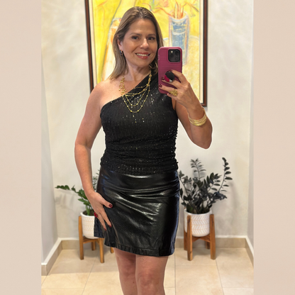 One Shoulder Sequin Top