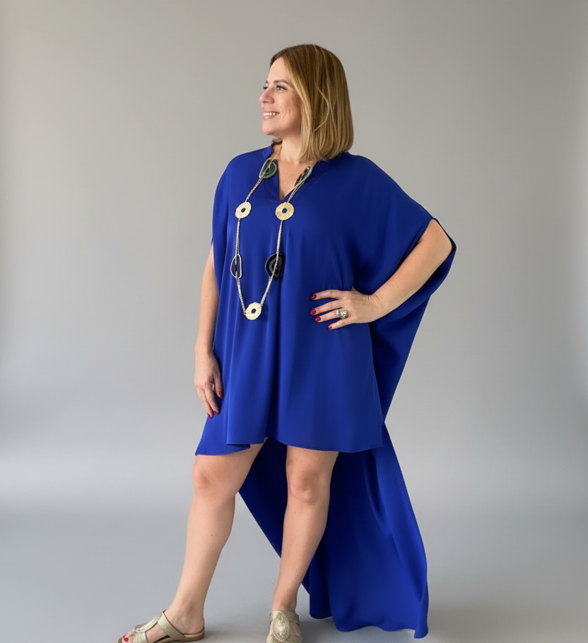 High & Low Satin Maxi Dress