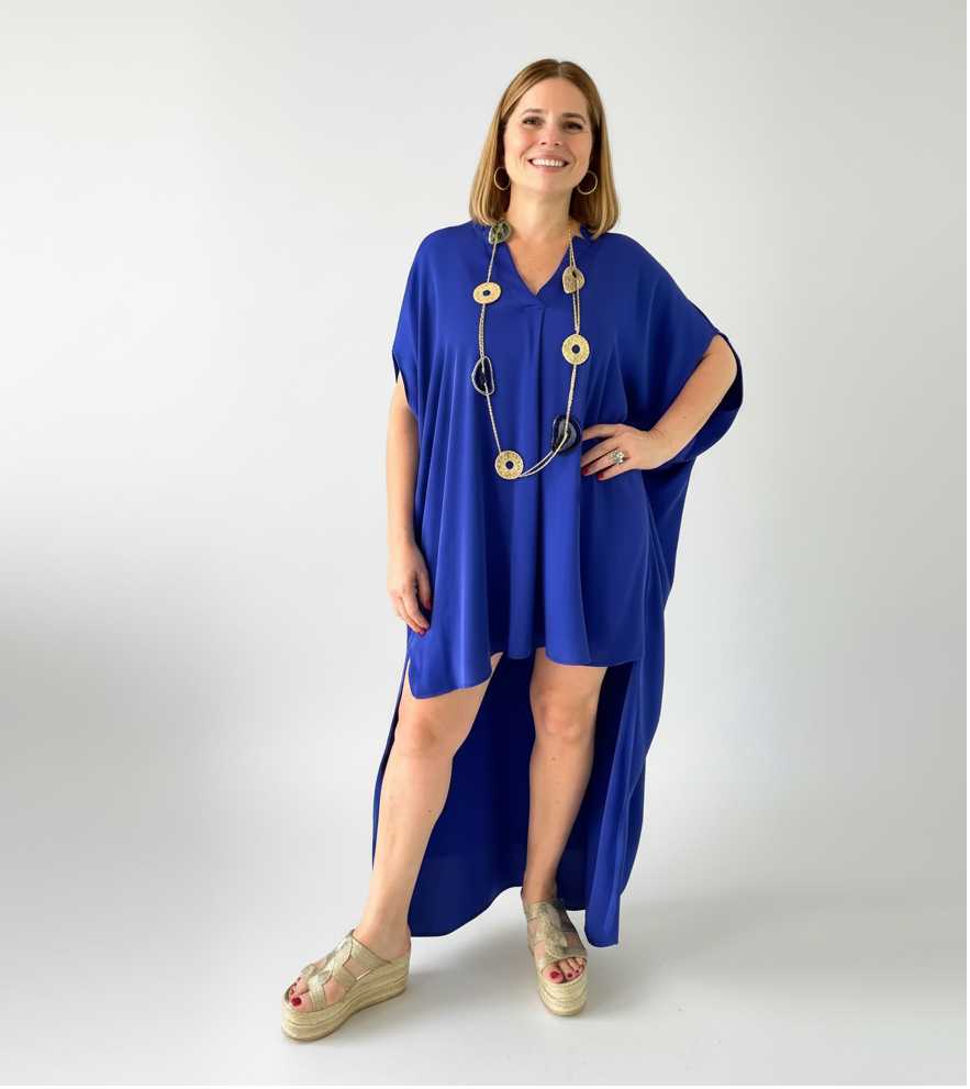 High & Low Satin Maxi Dress