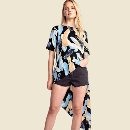 Printed Asymmetrical Top