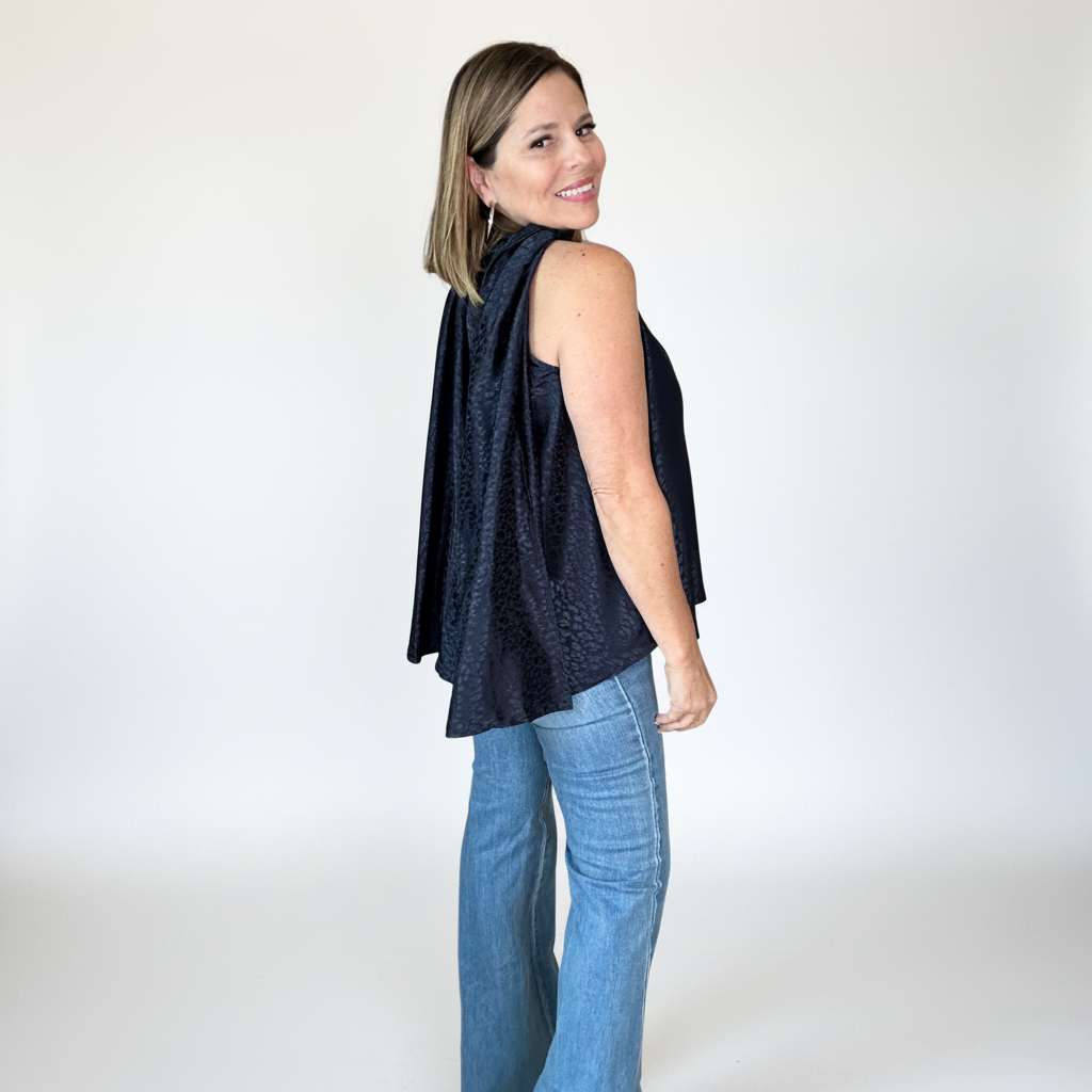 Navy Blue Leopard Top