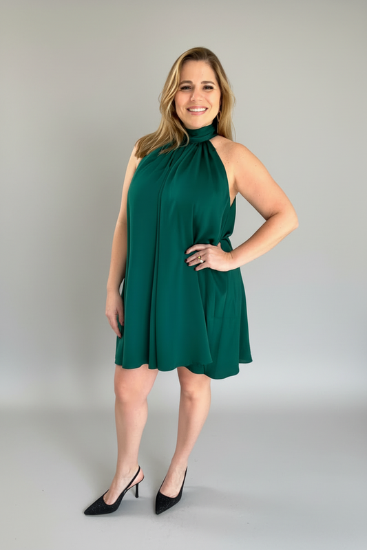 Green Satin Mini Dress