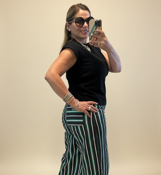 Barrel Leg Stripe Pants