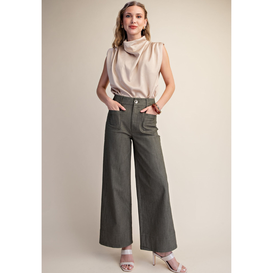 Pocket Olive Wide Pants