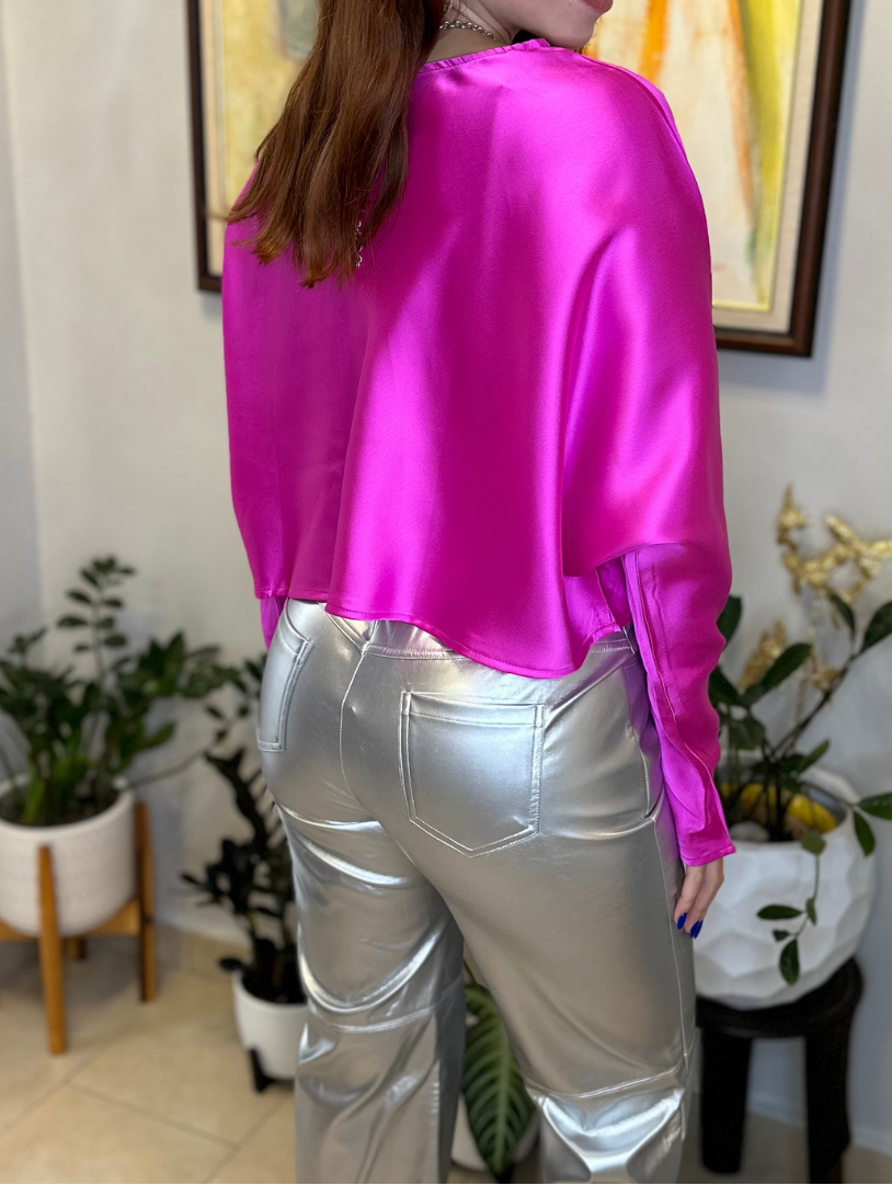 Silver Faux Leather Pants