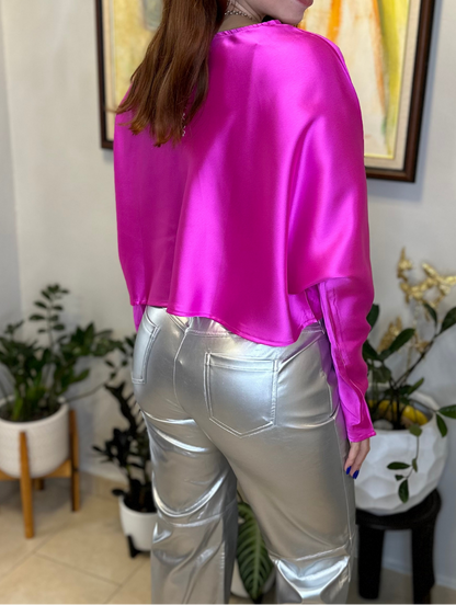 Silver Faux Leather Pants
