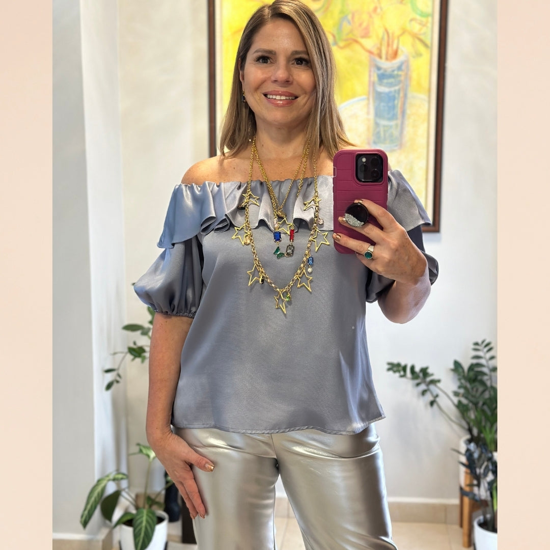 Metallic Silver Top