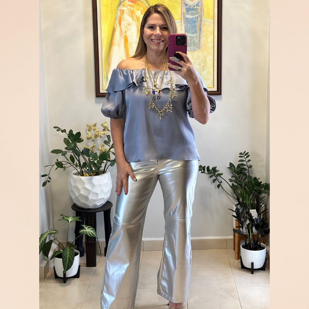 Metallic Silver Top