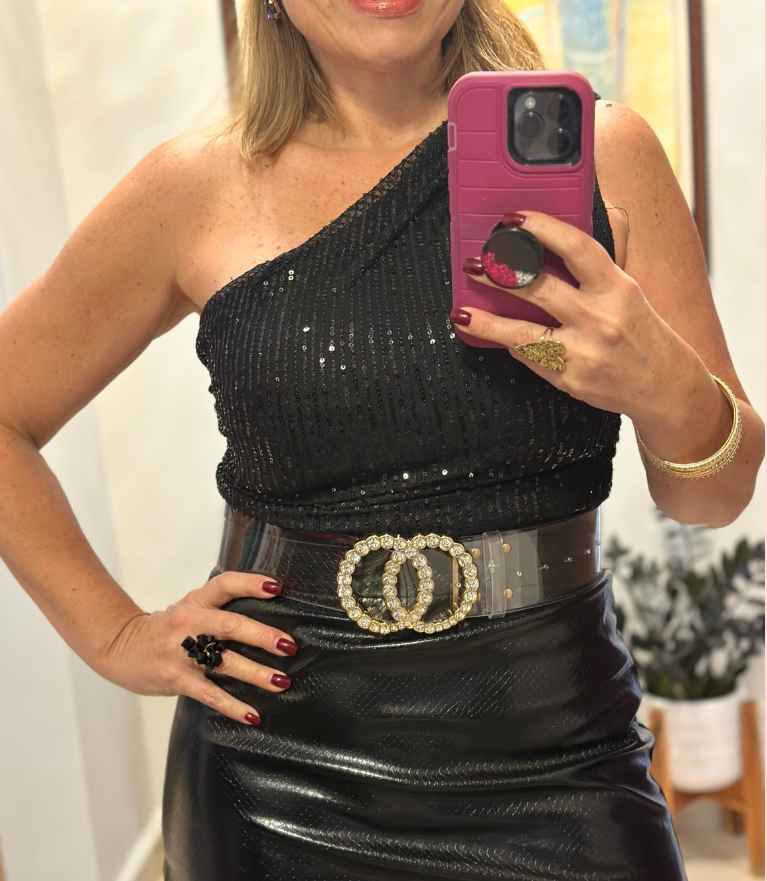 One Shoulder Sequin Top