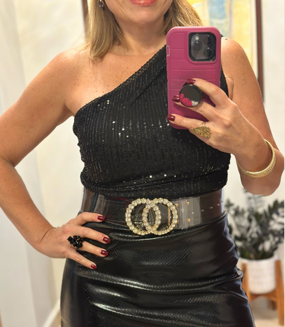 One Shoulder Sequin Top
