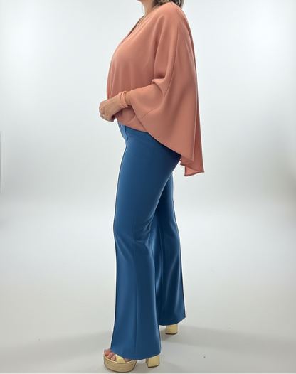 Blue High-Waisted Pants