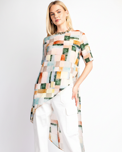 Coral Mix Asymmetrical Top