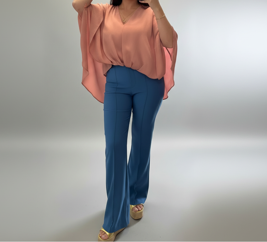 Blue High-Waisted Pants