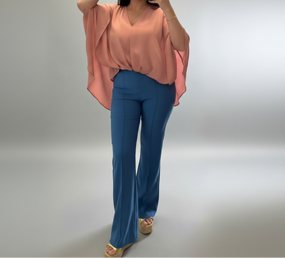 Blue High-Waisted Pants
