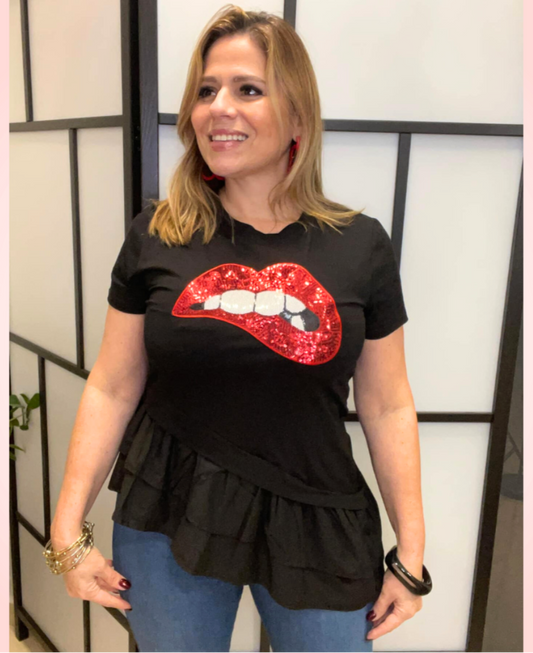 Red Lips Fashion Top