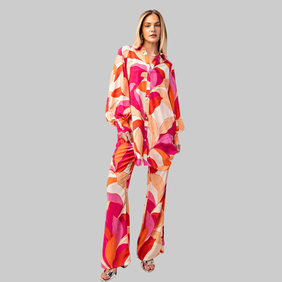 Printed Wide Leg Pants