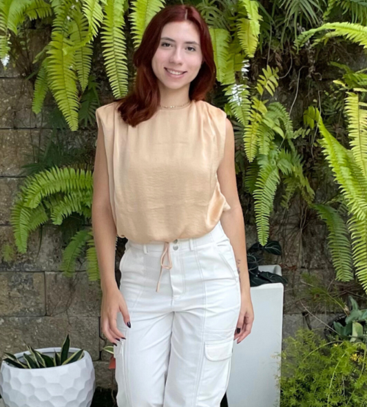 Taupe Satin Top